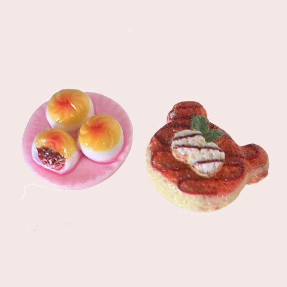NEW Handmade 2 pc Mini Neodymium Magnet Steamed Dumpling Bun Bear Pancake - Picture 1 of 2